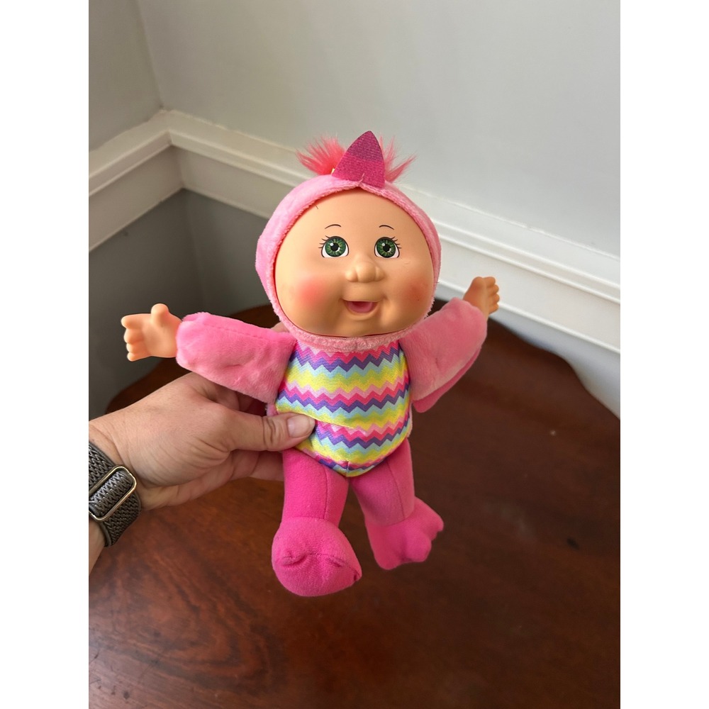 Cabbage Patch Kids Cuties Pink Bird Flamingo Plush Doll Green Eyes 9 Inch